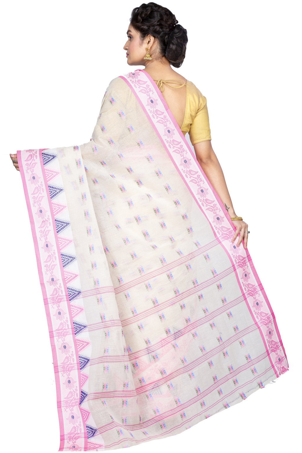 Pink Pure Cotton Alkari Tant Saree (178)